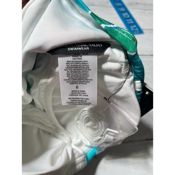 Carmen Marc Valvo MULTI Bandeau Drawstring One-Piece Swimsuit, US 6 - Picture 10 of 10